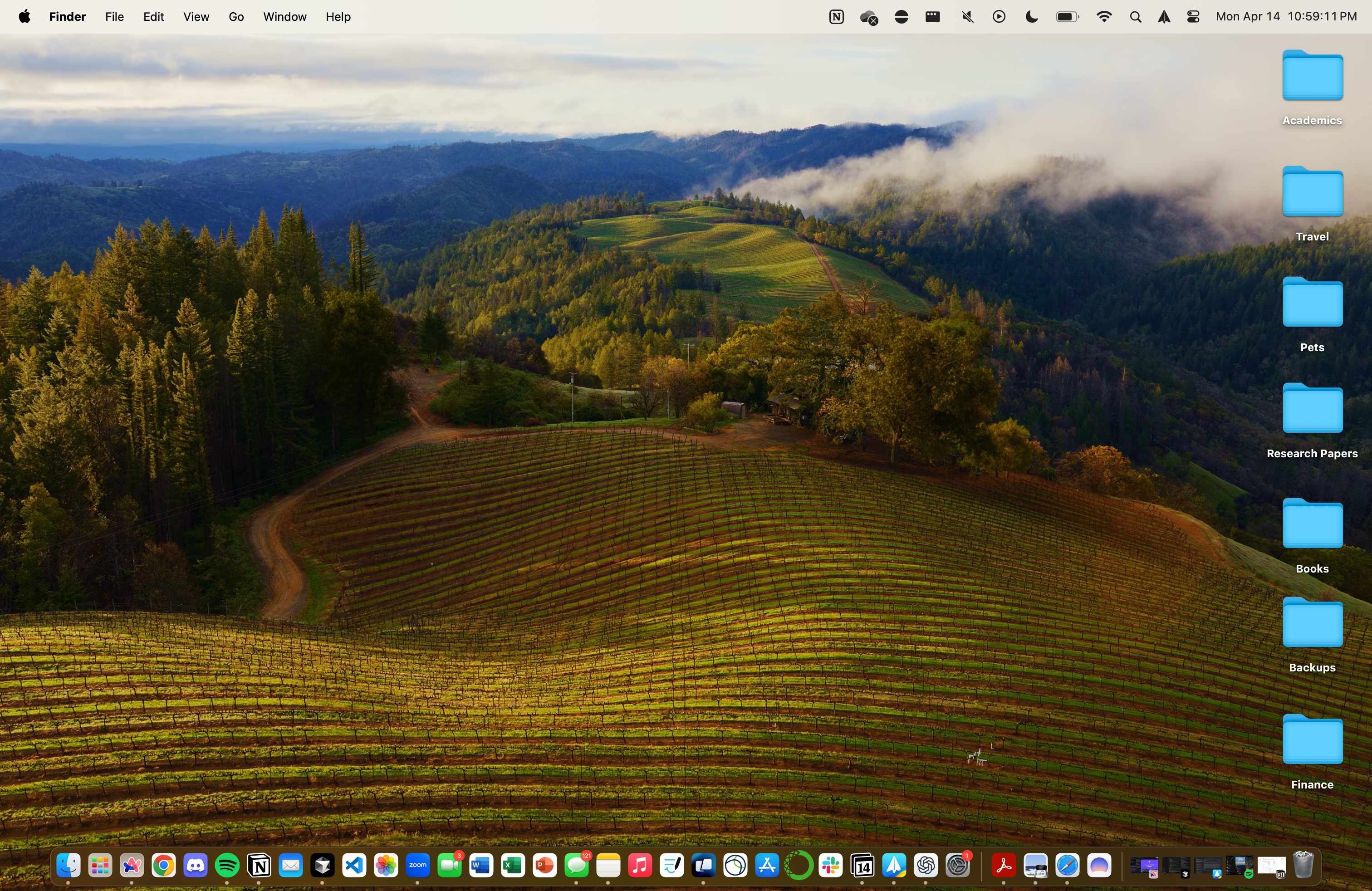 Clean desktop with neatly organized folders by category